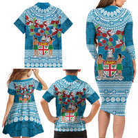 Fijian Tagimoucia Flowers Family Matching Long Sleeve Bodycon Dress and Hawaiian Shirt Christmas Coquette bow LT9 - Polynesian Pride
