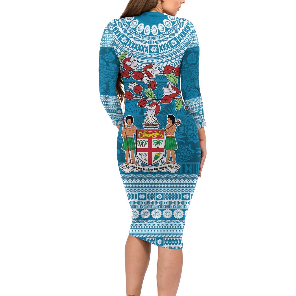 Fijian Tagimoucia Flowers Family Matching Long Sleeve Bodycon Dress and Hawaiian Shirt Christmas Coquette bow LT9 - Polynesian Pride