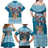 Fijian Tagimoucia Flowers Family Matching Off Shoulder Maxi Dress and Hawaiian Shirt Christmas Coquette bow LT9 - Polynesian Pride