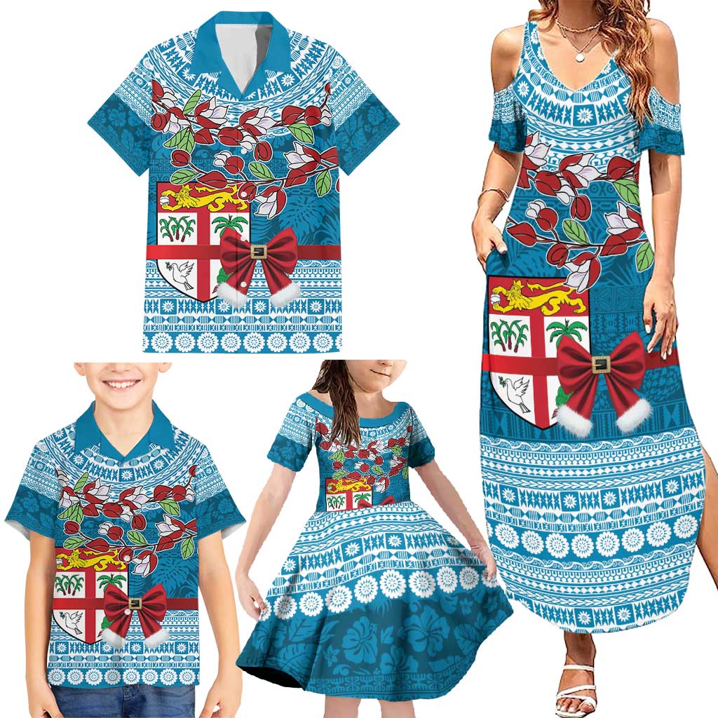 Fijian Tagimoucia Flowers Family Matching Summer Maxi Dress and Hawaiian Shirt Christmas Coquette bow LT9 - Polynesian Pride