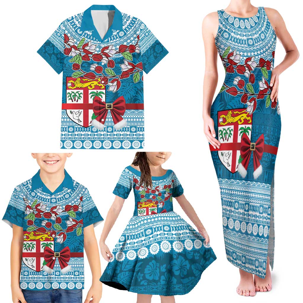 Fijian Tagimoucia Flowers Family Matching Tank Maxi Dress and Hawaiian Shirt Christmas Coquette bow LT9 - Polynesian Pride
