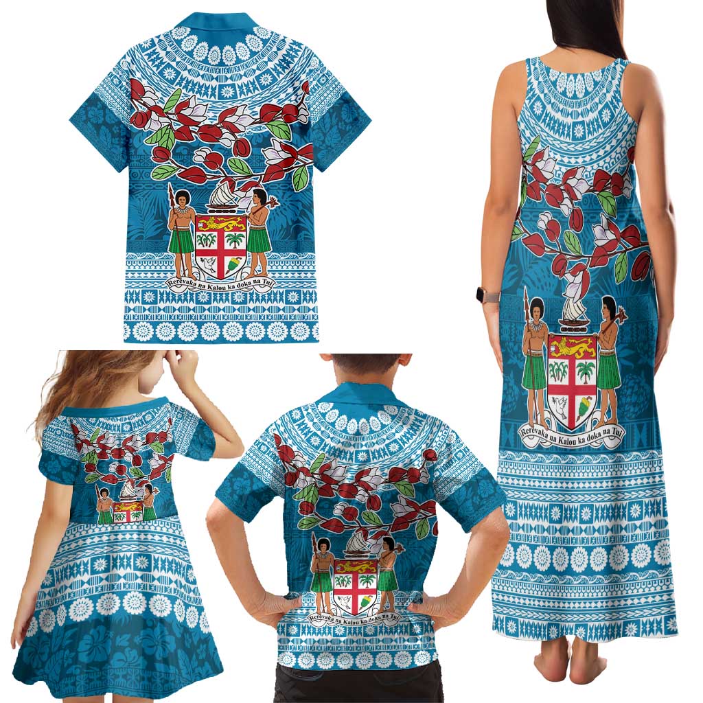 Fijian Tagimoucia Flowers Family Matching Tank Maxi Dress and Hawaiian Shirt Christmas Coquette bow LT9 - Polynesian Pride