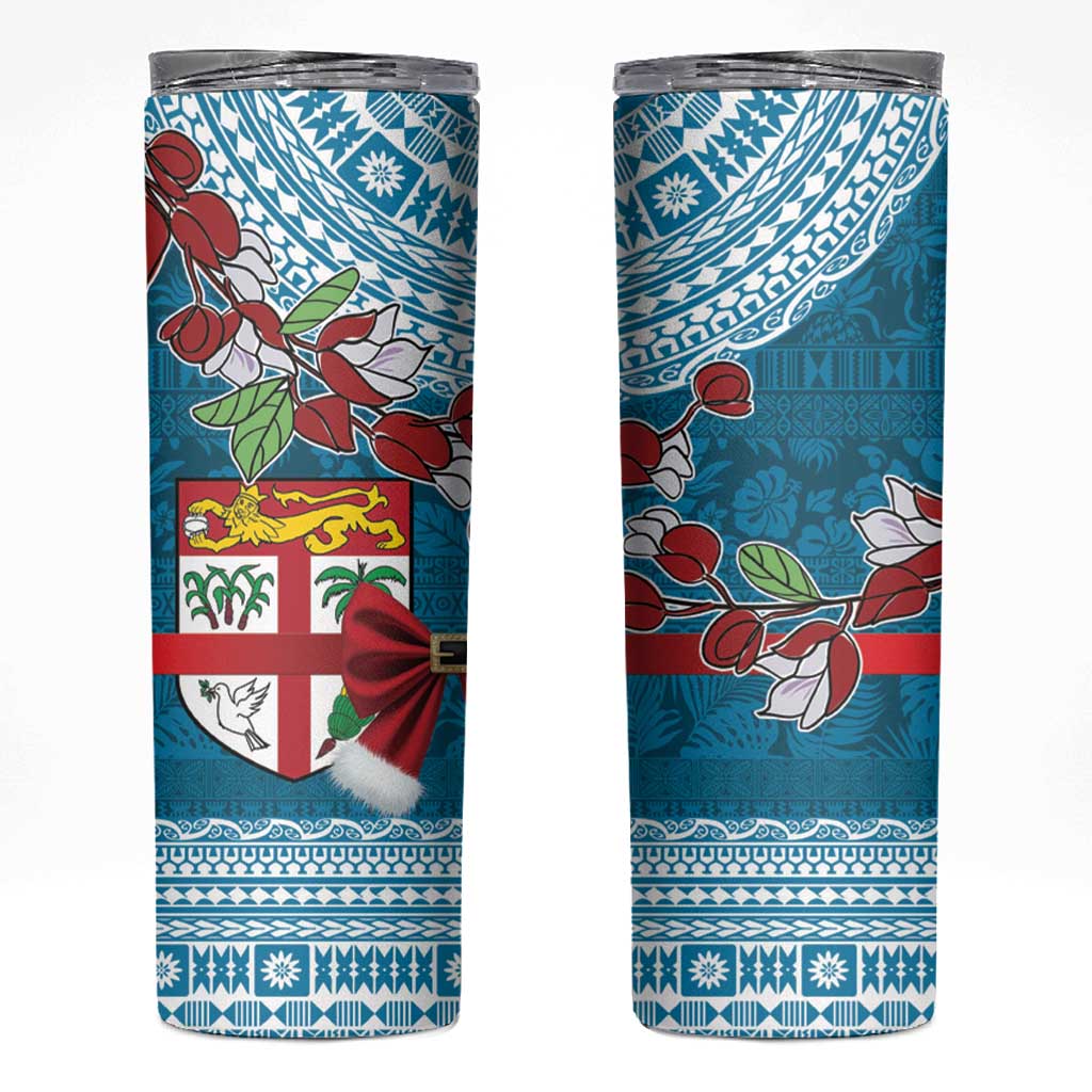 Fijian Tagimoucia Flowers Skinny Tumbler Christmas Coquette bow LT9 Blue - Polynesian Pride