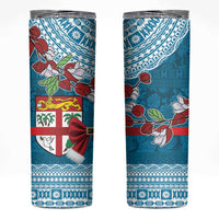 Fijian Tagimoucia Flowers Skinny Tumbler Christmas Coquette bow LT9 Blue - Polynesian Pride