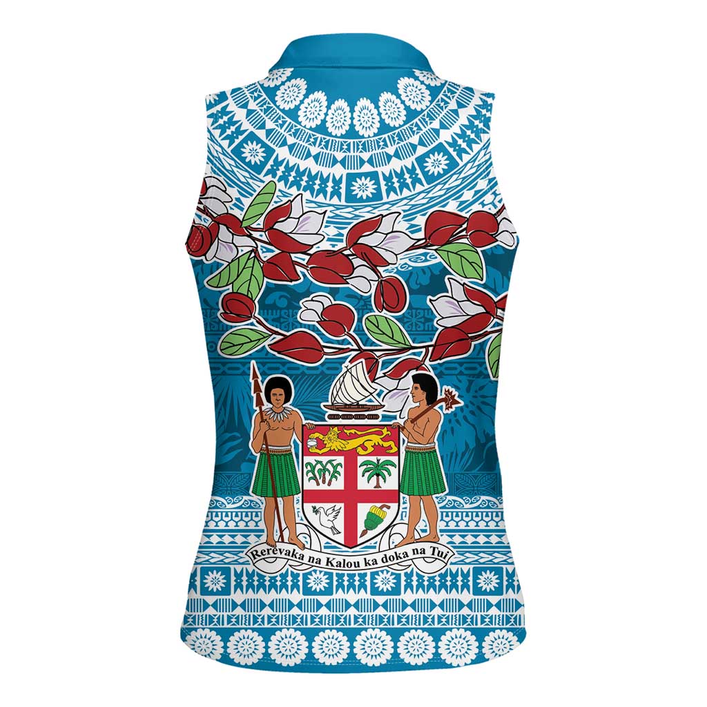 Fijian Tagimoucia Flowers Women Sleeveless Polo Shirt Christmas Coquette bow LT9 - Polynesian Pride
