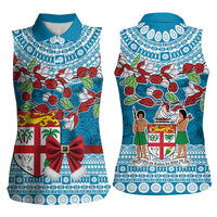 Fijian Tagimoucia Flowers Women Sleeveless Polo Shirt Christmas Coquette bow LT9 - Polynesian Pride