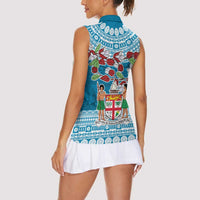 Fijian Tagimoucia Flowers Women Sleeveless Polo Shirt Christmas Coquette bow LT9 - Polynesian Pride