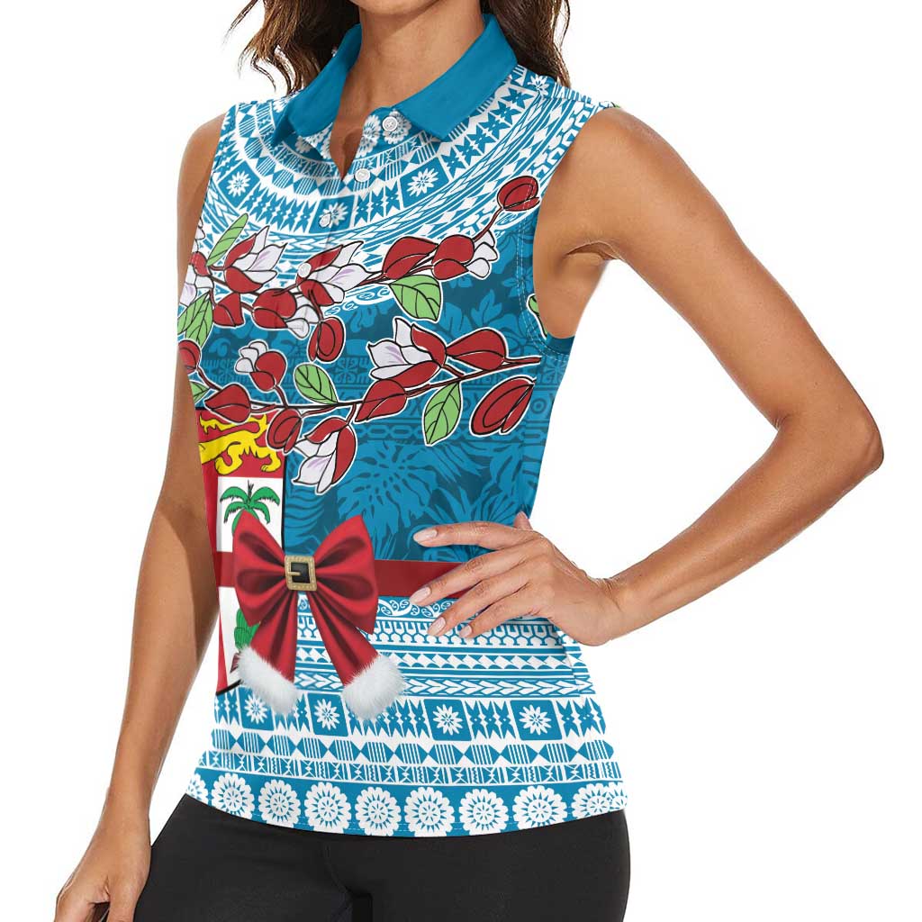 Fijian Tagimoucia Flowers Women Sleeveless Polo Shirt Christmas Coquette bow LT9 - Polynesian Pride