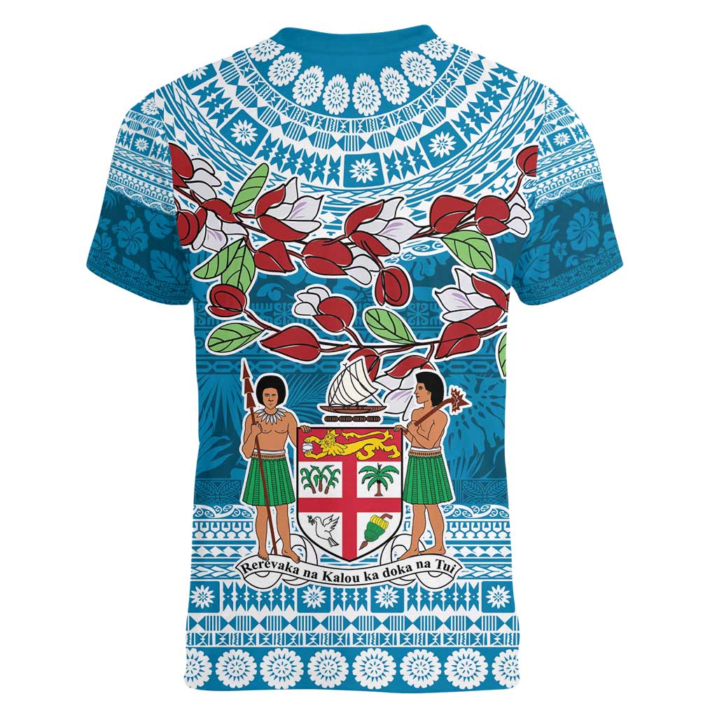 Fijian Tagimoucia Flowers Women V-Neck T-Shirt Christmas Coquette bow LT9 - Polynesian Pride