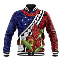 Samoan Ula Fala Flowers Baseball Jacket Christmas Santa Belt LT9 Unisex Red - Polynesian Pride