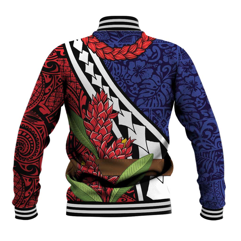 Samoan Ula Fala Flowers Baseball Jacket Christmas Santa Belt LT9 - Polynesian Pride