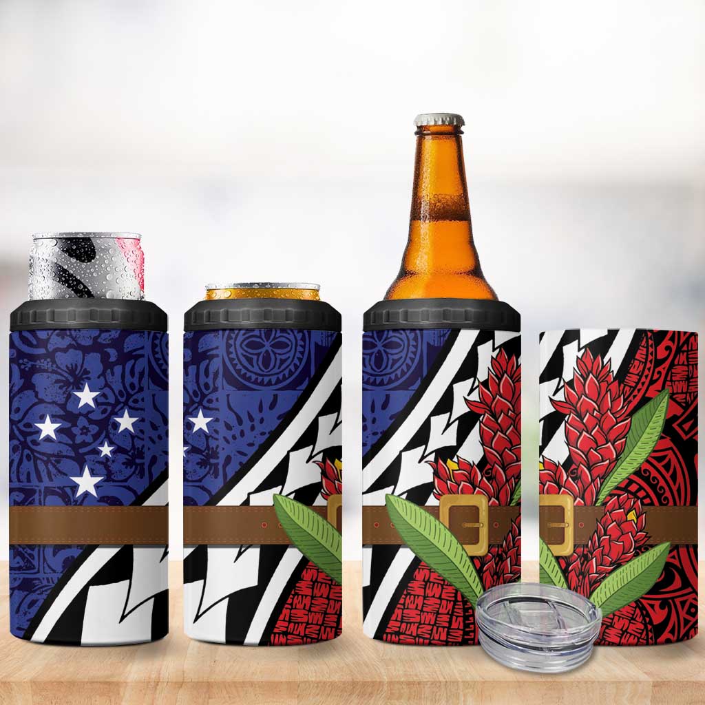 Samoan Ula Fala Flowers 4 in 1 Can Cooler Tumbler Christmas Santa Belt LT9 - Polynesian Pride