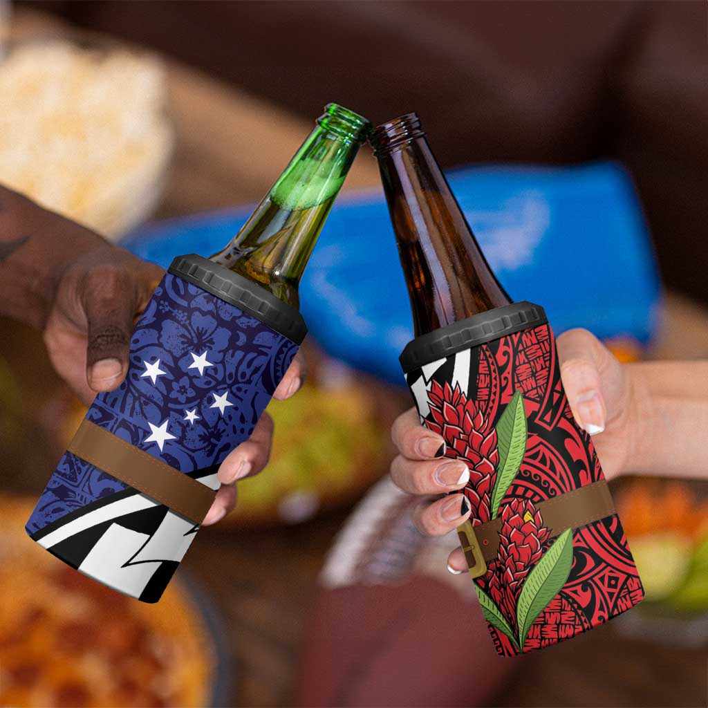 Samoan Ula Fala Flowers 4 in 1 Can Cooler Tumbler Christmas Santa Belt LT9 - Polynesian Pride