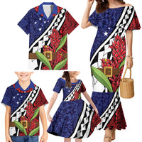 Samoan Ula Fala Flowers Family Matching Mermaid Dress and Hawaiian Shirt Christmas Santa Belt LT9 - Polynesian Pride