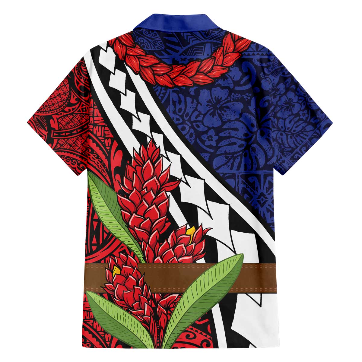 Samoan Ula Fala Flowers Family Matching Off The Shoulder Long Sleeve Dress and Hawaiian Shirt Christmas Santa Belt LT9 - Polynesian Pride