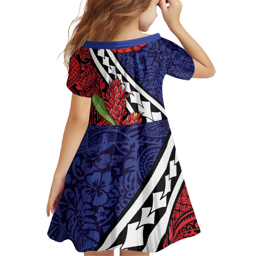 Samoan Ula Fala Flowers Family Matching Off Shoulder Short Dress and Hawaiian Shirt Christmas Santa Belt LT9 - Polynesian Pride