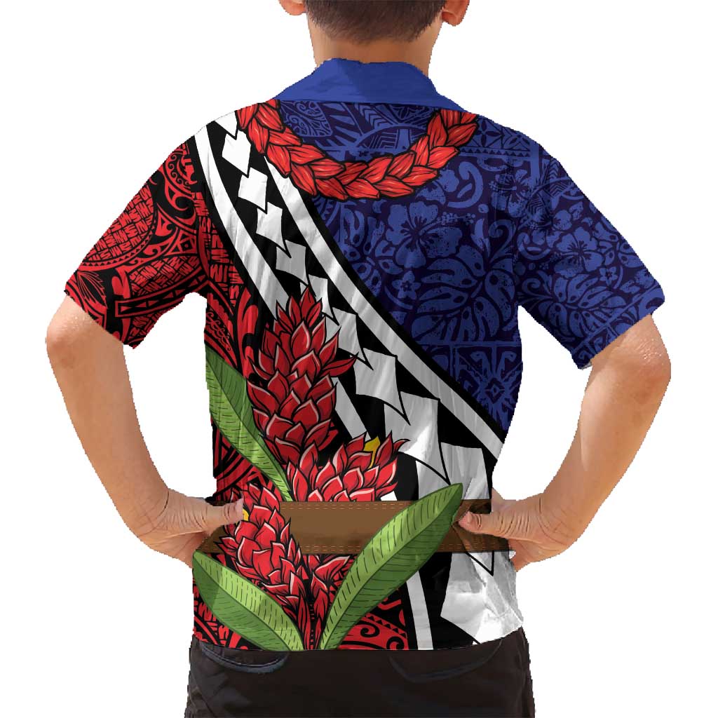 Samoan Ula Fala Flowers Family Matching Puletasi and Hawaiian Shirt Christmas Santa Belt LT9 - Polynesian Pride