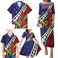 Samoan Ula Fala Flowers Family Matching Puletasi and Hawaiian Shirt Christmas Santa Belt LT9 - Polynesian Pride