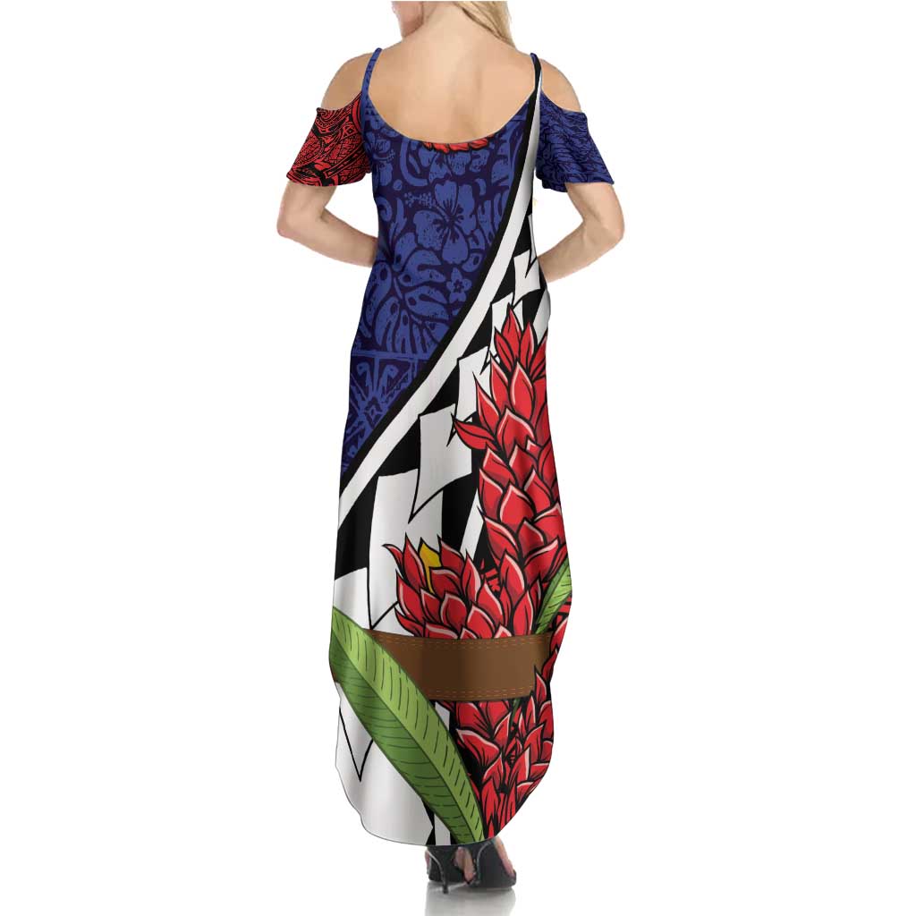 Samoan Ula Fala Flowers Family Matching Summer Maxi Dress and Hawaiian Shirt Christmas Santa Belt LT9 - Polynesian Pride