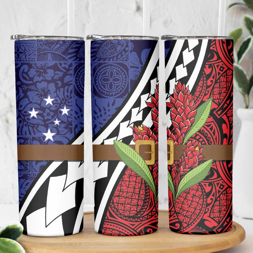 Samoan Ula Fala Flowers Skinny Tumbler Christmas Santa Belt LT9 - Polynesian Pride