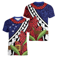 Samoan Ula Fala Flowers Women V-Neck T-Shirt Christmas Santa Belt LT9 - Polynesian Pride