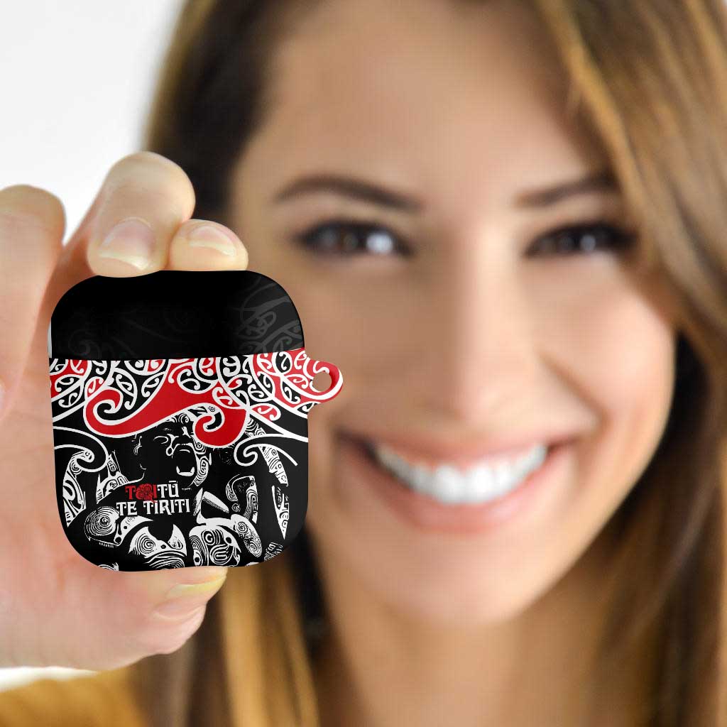 Aotearoa Toitu Te Tiriti AirPods Case New Zealand Stand Together Stand Stronger LT9 Black - Polynesian Pride