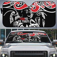 Aotearoa Toitu Te Tiriti Auto Sun Shade New Zealand Stand Together Stand Stronger LT9 Black - Polynesian Pride