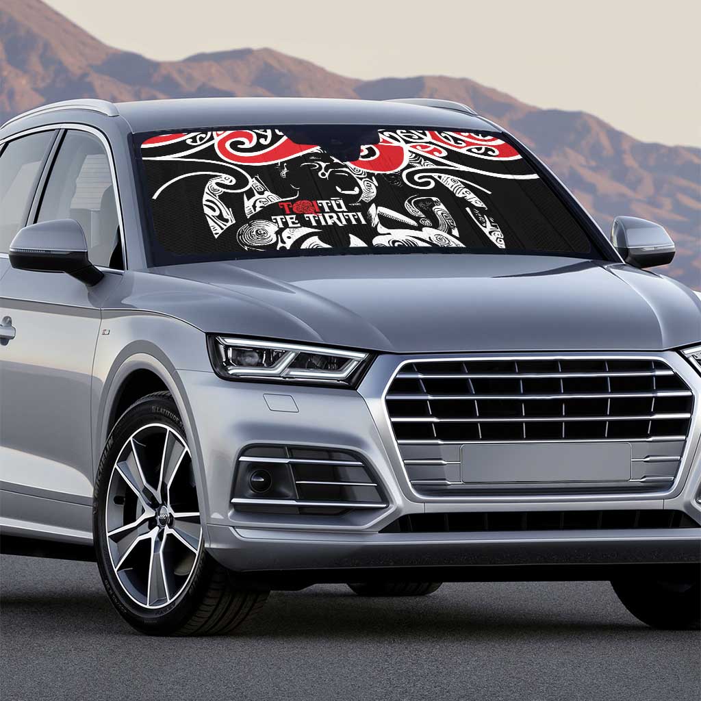 Aotearoa Toitu Te Tiriti Auto Sun Shade New Zealand Stand Together Stand Stronger LT9 - Polynesian Pride