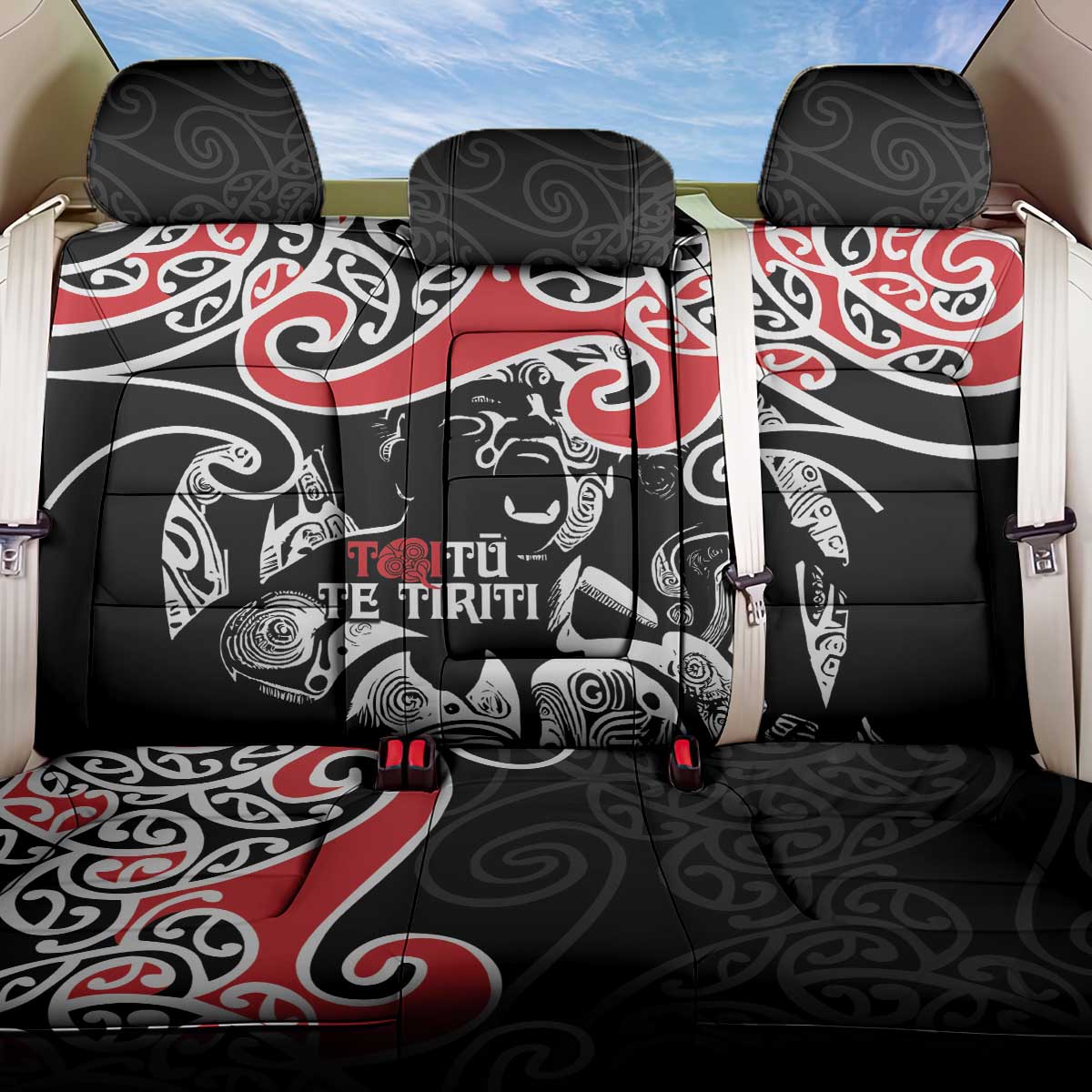Aotearoa Toitu Te Tiriti Back Car Seat Cover New Zealand Stand Together Stand Stronger LT9 One Size Black - Polynesian Pride