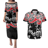 Aotearoa Toitu Te Tiriti Couples Matching Puletasi and Hawaiian Shirt New Zealand Stand Together Stand Stronger LT9 Black - Polynesian Pride