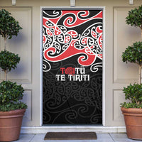 Aotearoa Toitu Te Tiriti Door Cover New Zealand Stand Together Stand Stronger LT9 Black - Polynesian Pride