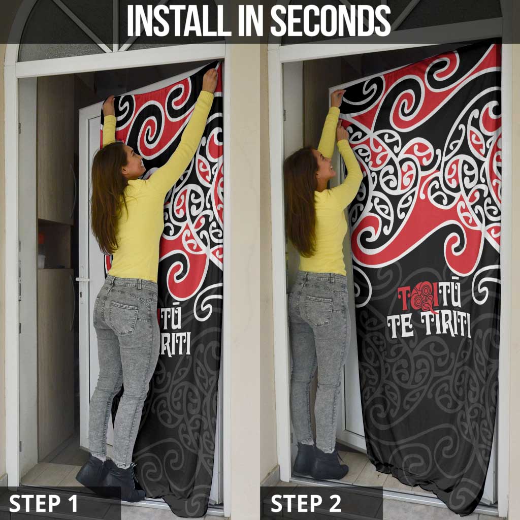 Aotearoa Toitu Te Tiriti Door Cover New Zealand Stand Together Stand Stronger LT9 - Polynesian Pride