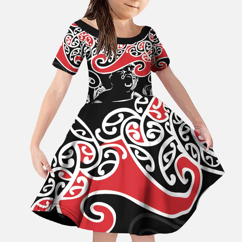 Aotearoa Toitu Te Tiriti Family Matching Long Sleeve Bodycon Dress and Hawaiian Shirt New Zealand Stand Together Stand Stronger LT9 Daughter's Dress Black - Polynesian Pride