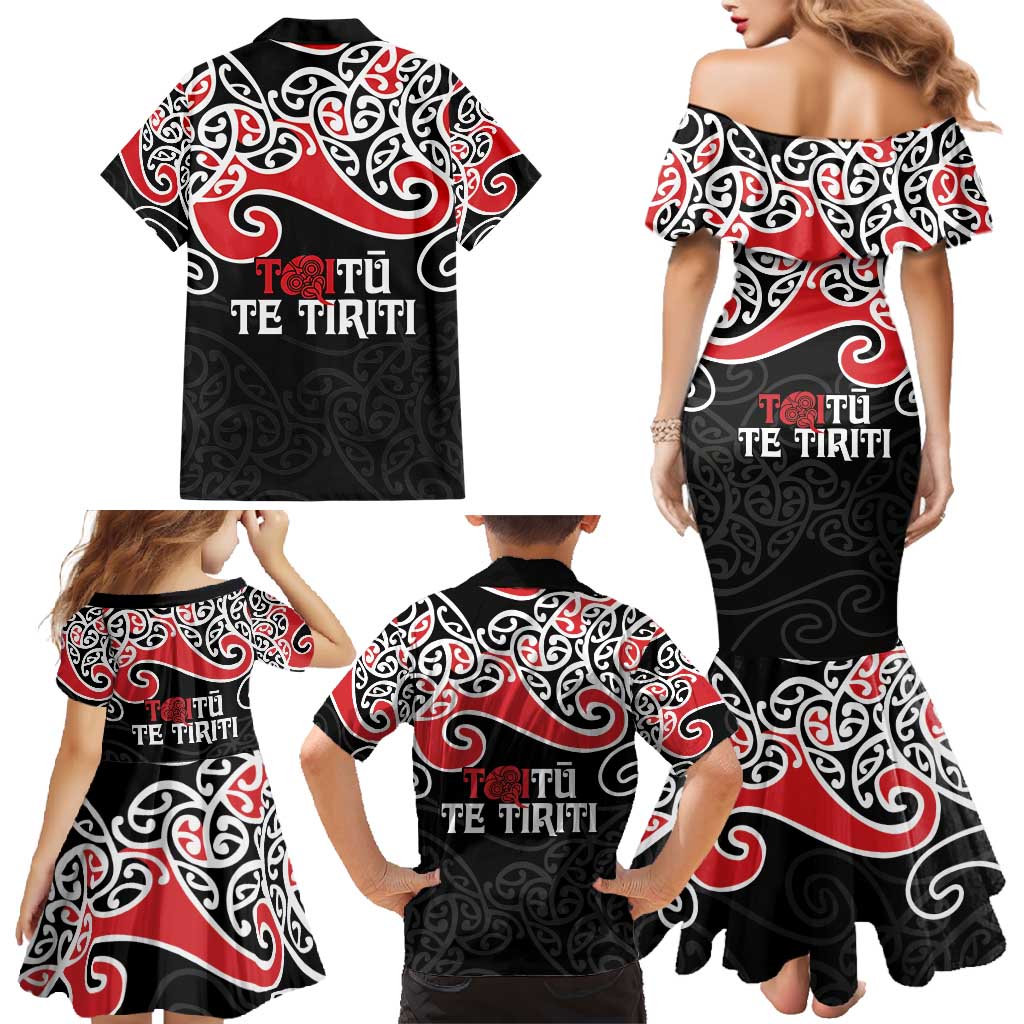 Aotearoa Toitu Te Tiriti Family Matching Mermaid Dress and Hawaiian Shirt New Zealand Stand Together Stand Stronger LT9 - Polynesian Pride