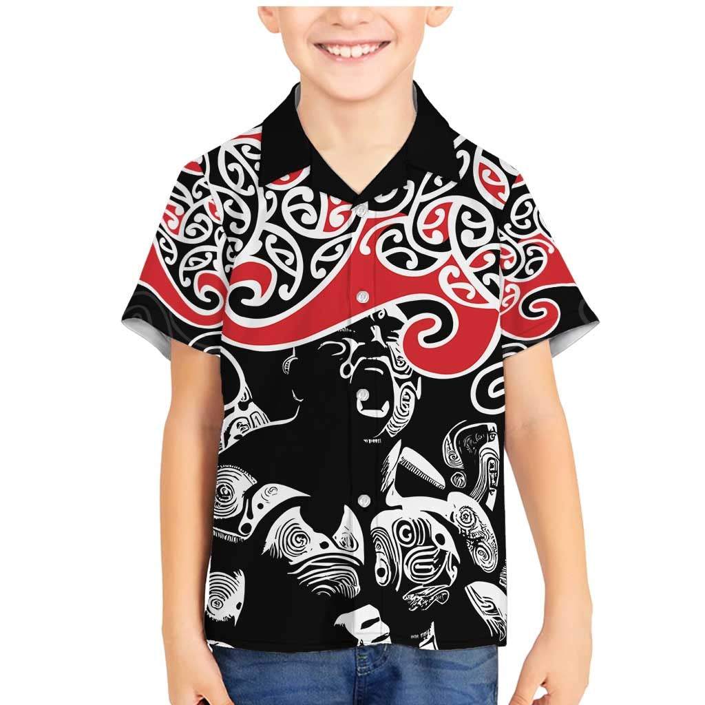 Aotearoa Toitu Te Tiriti Family Matching Mermaid Dress and Hawaiian Shirt New Zealand Stand Together Stand Stronger LT9 Son's Shirt Black - Polynesian Pride