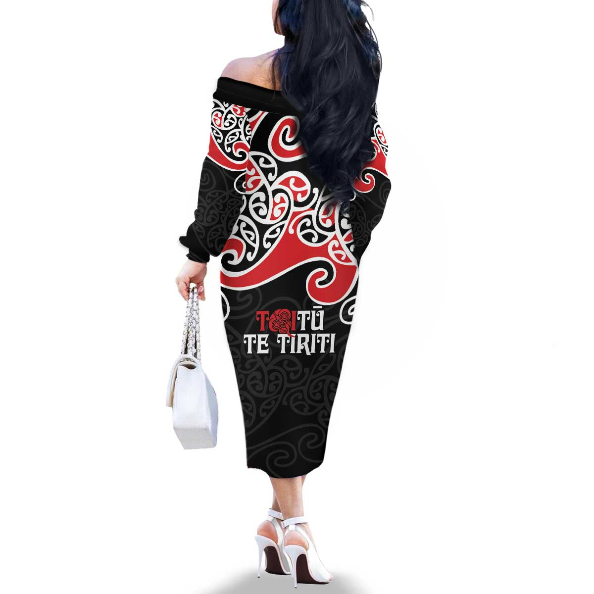 Aotearoa Toitu Te Tiriti Family Matching Off The Shoulder Long Sleeve Dress and Hawaiian Shirt New Zealand Stand Together Stand Stronger LT9 - Polynesian Pride