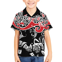 Aotearoa Toitu Te Tiriti Family Matching Off Shoulder Maxi Dress and Hawaiian Shirt New Zealand Stand Together Stand Stronger LT9 Son's Shirt Black - Polynesian Pride