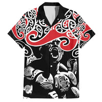 Aotearoa Toitu Te Tiriti Family Matching Short Sleeve Bodycon Dress and Hawaiian Shirt New Zealand Stand Together Stand Stronger LT9 Dad's Shirt - Short Sleeve Black - Polynesian Pride