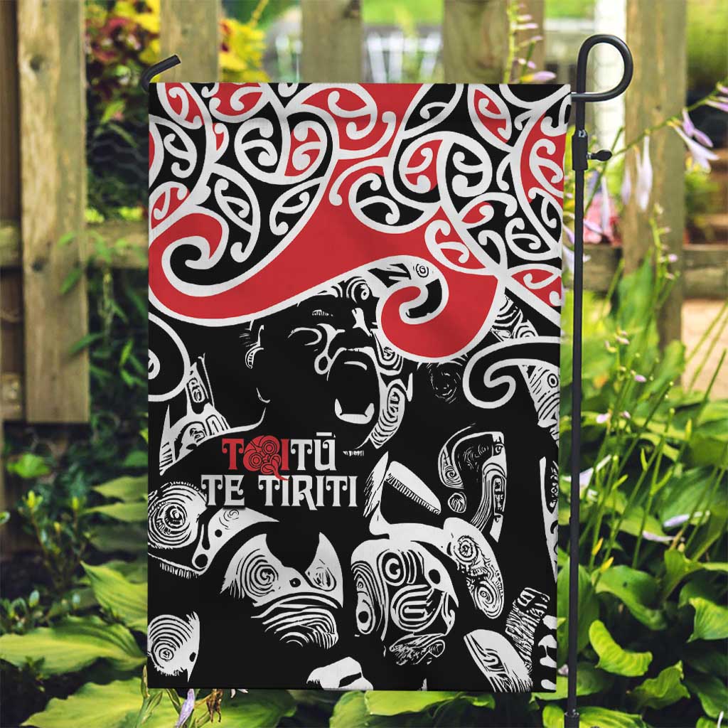 Aotearoa Toitu Te Tiriti Garden Flag New Zealand Stand Together Stand Stronger LT9 Garden Flag Black - Polynesian Pride