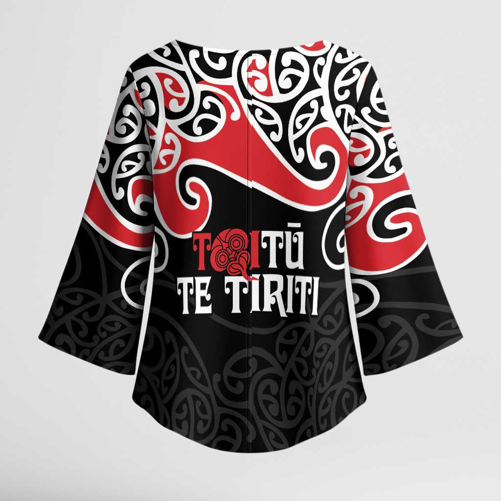 Aotearoa Toitu Te Tiriti Kimono Sleeve Blouse New Zealand Stand Together Stand Stronger LT9 - Polynesian Pride
