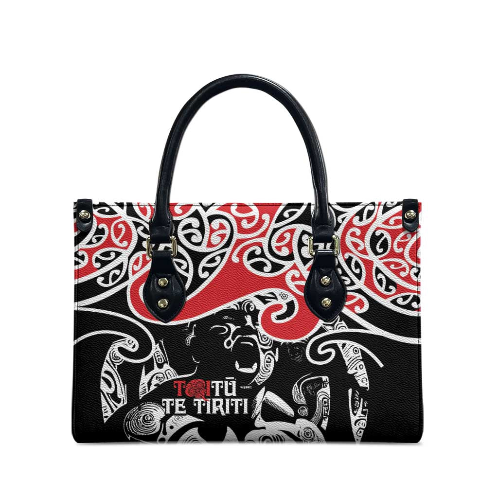 Aotearoa Toitu Te Tiriti Leather Bag New Zealand Stand Together Stand Stronger LT9 - Polynesian Pride