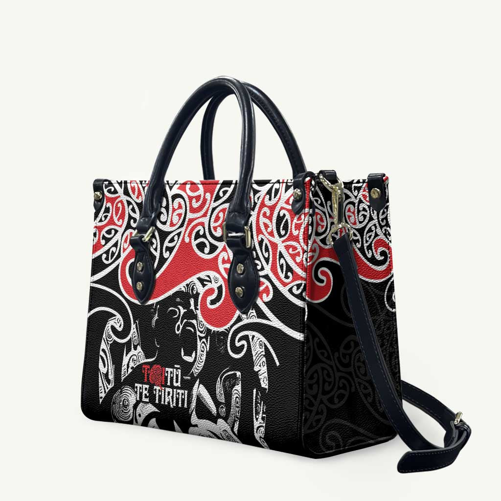 Aotearoa Toitu Te Tiriti Leather Bag New Zealand Stand Together Stand Stronger LT9 - Polynesian Pride