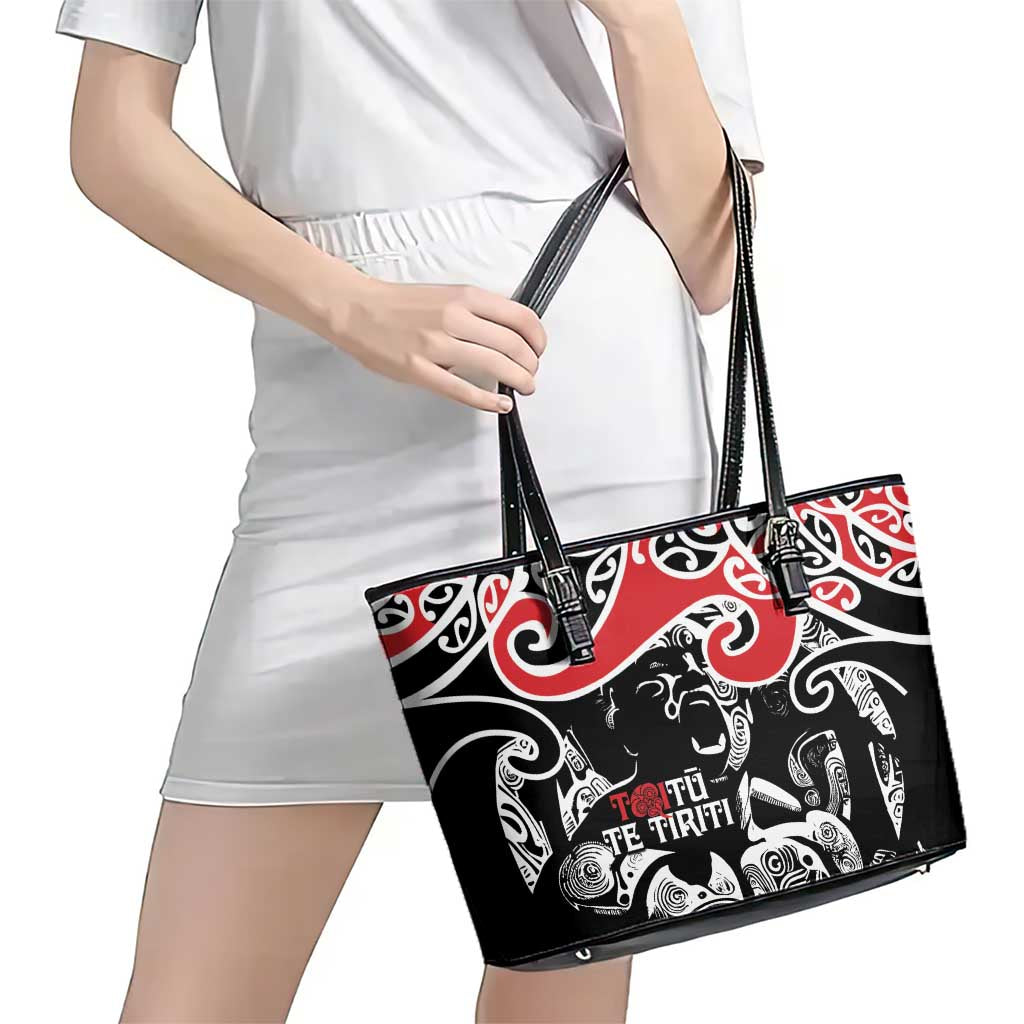 Aotearoa Toitu Te Tiriti Leather Tote Bag New Zealand Stand Together Stand Stronger LT9 - Polynesian Pride
