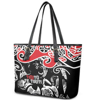Aotearoa Toitu Te Tiriti Leather Tote Bag New Zealand Stand Together Stand Stronger LT9 - Polynesian Pride