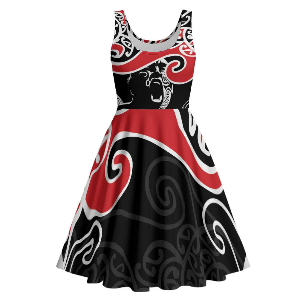 Aotearoa Toitu Te Tiriti Midi Dress New Zealand Stand Together Stand Stronger LT9 Black - Polynesian Pride