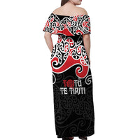 Aotearoa Toitu Te Tiriti Off Shoulder Maxi Dress New Zealand Stand Together Stand Stronger LT9 - Polynesian Pride
