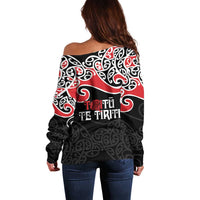 Aotearoa Toitu Te Tiriti Off Shoulder Sweater New Zealand Stand Together Stand Stronger LT9 - Polynesian Pride