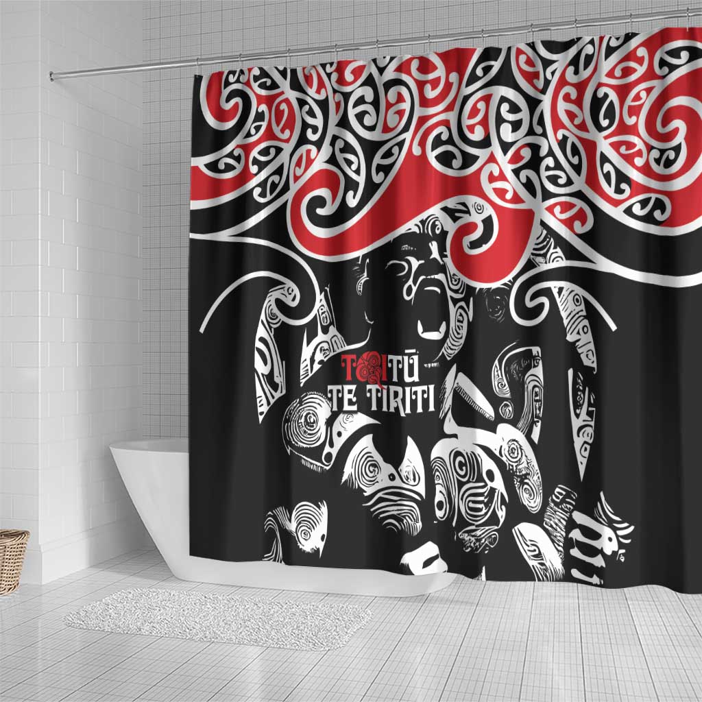 Aotearoa Toitu Te Tiriti Shower Curtain New Zealand Stand Together Stand Stronger LT9 - Polynesian Pride