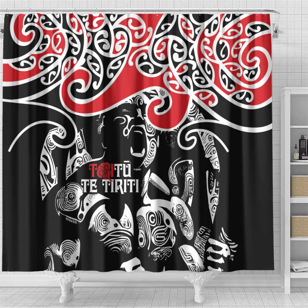 Aotearoa Toitu Te Tiriti Shower Curtain New Zealand Stand Together Stand Stronger LT9 - Polynesian Pride