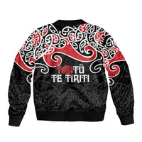 Aotearoa Toitu Te Tiriti Sleeve Zip Bomber Jacket New Zealand Stand Together Stand Stronger LT9 - Polynesian Pride